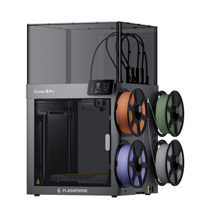 Flashforge Creator 5 Pro enclosed 4-toolhead multi-color 3D printer, front view