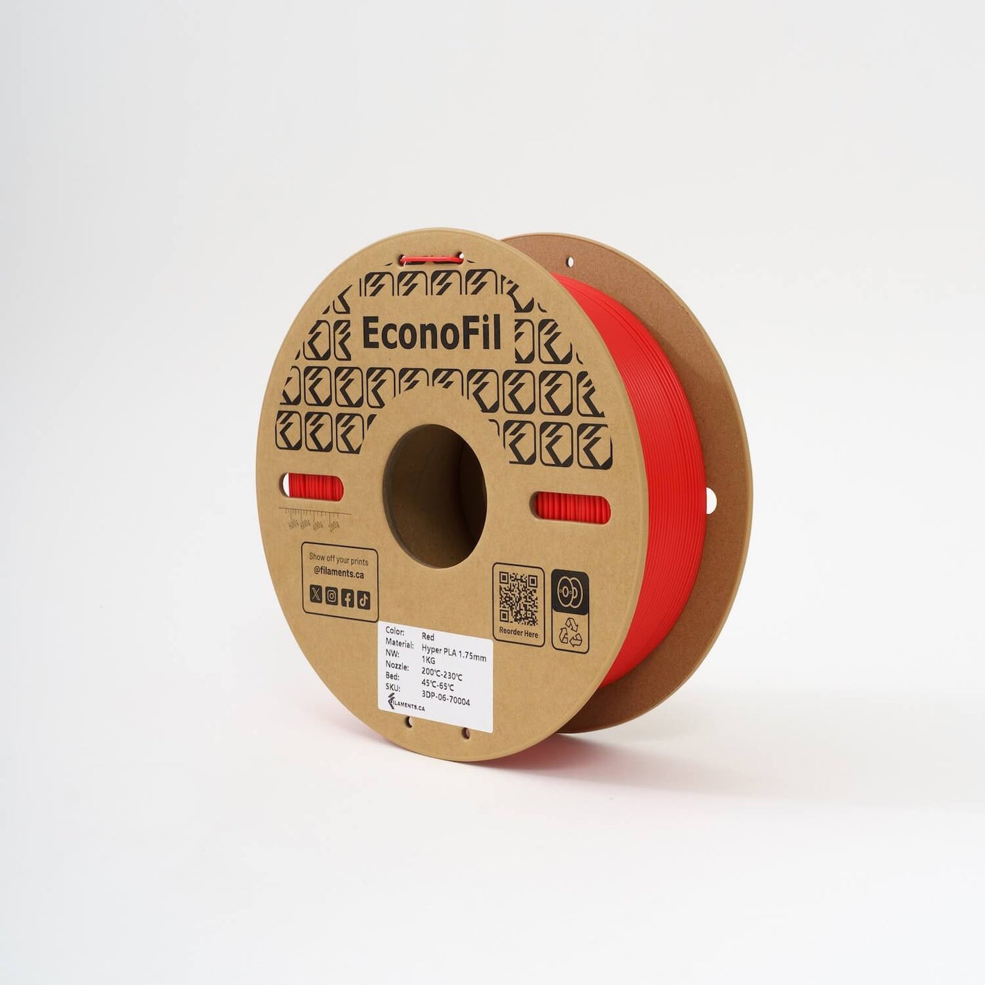 EconoFil™ Hyper PLA Filament - Red - 1.75mm - 1 KG